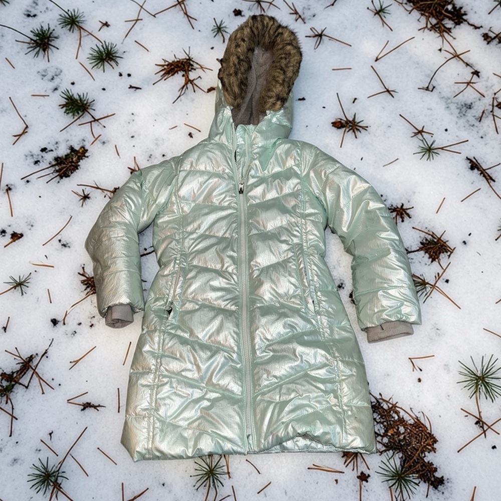 Iridescent Fleece Lined Parka Lands End Girls Small (6-7)